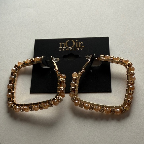 nOir Jewelry Jewelry - Noir Jewelry Gold Tone Square Hoop Earrings